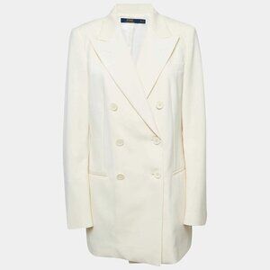 NWT Polo Ralph Lauren Cream Wool Double Breasted Women's Blazer $698 - Sz 8 Sz 6